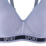 Grey Striped Padded Sports Bra with Racerback and Elastic Band
