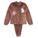 Women Embroidered Star Heart Patch Furry Pajama Set