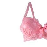 Lace Lingerie Set with Patterned Mesh, Underwired Bra, Satin Bow