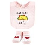 Baby Cotton Bib and Sock Set, Girl Pizza Taco