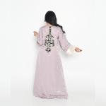 Lilac Glow Textured Kaftan with Metallic Embroidery & Satin Cuff Finish