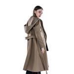 Women's Drop Shoulder Belted Hooded Overcoat 