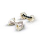 Girl's Elegant Satin Bow Hair Clip with Silver Trim