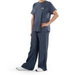 طقم ملابس منزلية بنقشة مضلعة تطريز على الصدر وقصة مريحة راحة وأناقة في كل لحظة