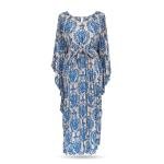 Royal Azure Pleated Kaftan Dress