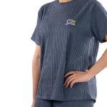 طقم ملابس منزلية بنقشة مضلعة تطريز على الصدر وقصة مريحة راحة وأناقة في كل لحظة